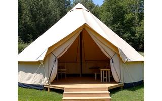 Exterior of a premium rental glamping tent